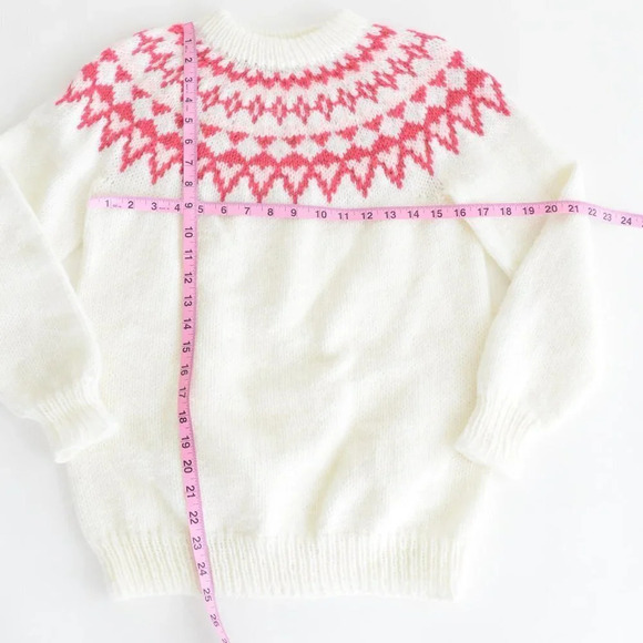 Vintage Handmade Cream Knit Cowichan Fair Isle Icelandic Fisherman Sweater S - Picture 4 of 12